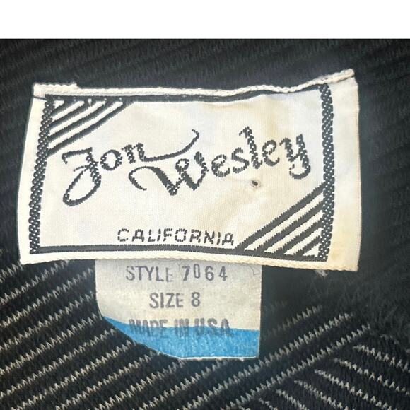 80’s Jon Wesley Floral Pattern Red Rose Blk Blouse Women’s 8 Dress Top - Picture 9 of 10